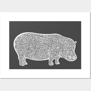 Hippo Ink Art - detailed African animal design Posters and Art